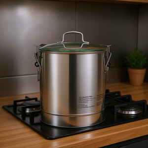 Marmite en acier inoxydable Db Stock Pot 12L avec poignée unique et couvercle en verre pour cuisinière à gaz, grande capacité, ustensile de cuisine - Product Image 2