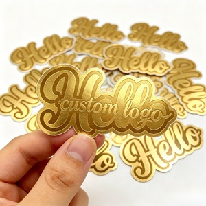 Etiquetas Adhesivas Personalizadas con Lámina Dorada, Troqueladas, Resistentes al Agua, con Logotipo de Marca en Escritura <span class=keywords><strong>Cursiva</strong></span>, Decorativas - Product Image 2