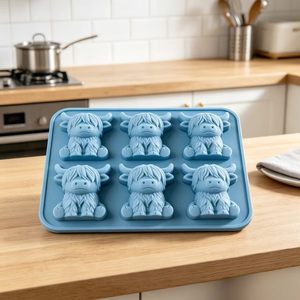 Molde de silicona para cubitos de <span class=keywords><strong>hielo</strong></span> con forma de vaca Highland, divertido molde 3D de vaca Highland, lindos moldes de animales, novedosos moldes de vaca para Pascua - Product Image 4