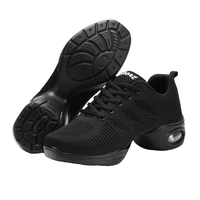 Zapatillas de Jazz de baile moderno 883 para mujer, forro de malla de lona transpirable, plantilla de PU de goma, zapatos de baile informales medianos superiores de encaje