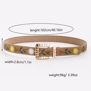 <span class=keywords><strong>Cintura</strong></span> Vintage in Ecopelle per Signore con Grazioso Ricamo Floreale e Fibbia in Lega - Product Image 3