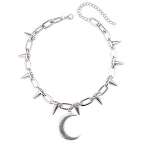 Collar con colgante de luna negra de aleación de zinc, estilo punk, cadena para clavícula, para mujer, joyería para fiestas. - Product Image 5