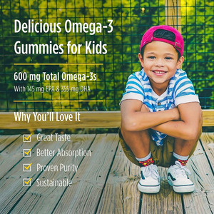 Gommes à mâcher sans sucre pour enfants avec DHA, soutien cérébral et immunitaire, fabricant OEM, huile de poisson Oméga <span class=keywords><strong>3</strong></span>, saveur Punch Tropical, 600mg, à croquer - Product Image 4
