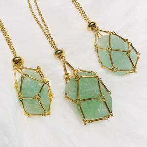 Collier ajustable en pierre naturelle de guérison Collier à chaîne en <span class=keywords><strong>maille</strong></span> d'acier inoxydable Collier à pendentif en pierre de cristal - Product Image 4