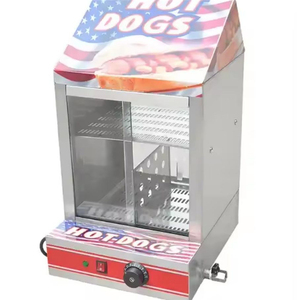 Double‑Layer <b>Glass</b> <b>Door</b> Hot Dog Steamer Display Warmer Adjustable Temperature Hot Dog Holding Machine - Product Image 1
