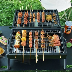 Gril de barbecue en métal pliant extérieur direct d'usine Portable Double face flamme sécurité usage domestique gril de cheminée portable griller la <span class=keywords><strong>viande</strong></span> - Product Image 4