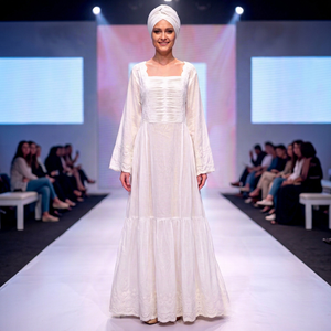 Vestido Maxi de Algodón Estampado de Manga Larga para Mujer, Cuello Cuadrado, Corpiño Fruncido, Encaje Bordado Floral, Blanco Africano, para Invierno, Verano y Otoño - Product Image 1