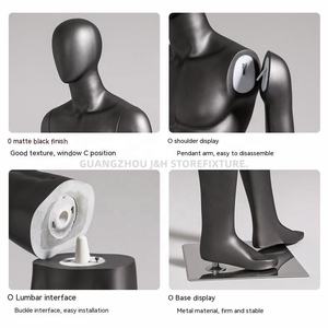 หุ่นแสดงของผู้ชายแบบเต็มตัวทำจากพลาสติกสีดำด้านโชว์ติดหน้าต่างแฟชั่น - Product Image 2