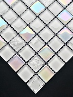 Carreaux de mosaïque en verre noir moderne effet cristal craquelé 4mm résistants à l'eau pour murs de cuisine, salle de bain, hôtels, appartements et TV
