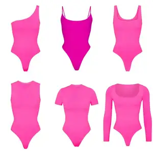 oem famous brand summer 2023 Eshow wholesale women s clothing manufacturers custom neon shiny nylon spandex bodysuit for women