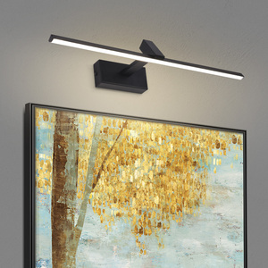 Applique murale LED moderne minimaliste en aluminium noir, lumière blanc chaud 3500K, abat-jour rectangulaire, fixation murale pour salon - Product Image 1