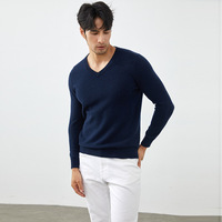 100% Kasmir Murni Musim Gugur Musim Dingin 2025 Sweater Pria Kerah V Lengan Panjang Longgar Kasual Rajutan Warna Solid Ketahanan Warna Tinggi