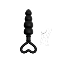 InnerBloom Plug anal en silicone étanche IPX7 BDSM, perles anales d'entraînement pour femmes et hommes - 4 perles graduées, base de sécurité en forme de cœur, 14,8 cm, 67 g