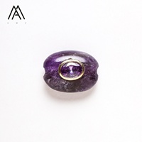 Perles ovales multi-gemmes naturelles à grand trou avec incrustation de zircon central, plaquées or 18 carats pour la fabrication de bijoux DIY, Chine