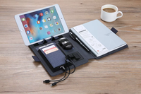 Porte-documents en cuir personnalisé 8000 mAh avec recharge sans fil RFID pour téléphone, organiseur portable pour ordinateur portable et support de téléphone