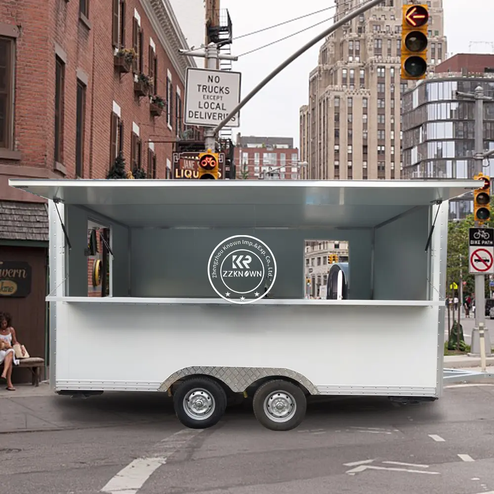 2024 da cucina Mobile quadrata Standard degli Stati Uniti per Pizza gelato di alta qualità Waffle Sandwich crêpe Food roulotte