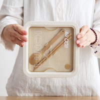 Boîte à lunch C76 en fibre de blé, réutilisable, étanche, avec couverts – Nouveauté très prisée