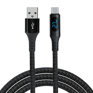 Cable de Carga Rápida QC de 3A y 27W con Luz <span class=keywords><strong>LED</strong></span> Digital, Cable de Nailon con Conector de Cobre de Calidad, Suministro Directo de Fábrica para Dispositivos iPad y Android - Product Image 1