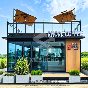 Kiosque de vente au détail CE <span class=keywords><strong>EN</strong></span> 1090, façade murale <span class=keywords><strong>en</strong></span> aluminium, double vitrage trempé Low-E, classe d'incendie A2, magasin modulaire pop-up - Product Image 1