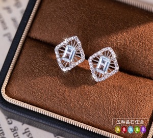 9 Pendientes Personalizados de Topacio Azul Natural de 4*6mm, Geométricos y Huecos, con Piedras Preciosas de Color, Plata 925, Hipoalergénicos - Product Image 2