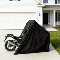 AOSHUNA Tente de garage sportive robuste NOUVELLE en tissu Oxford noir avec 2 fenêtres latérales enroulables, serrure à code et sac de transport 300L-400L, fixation au toit