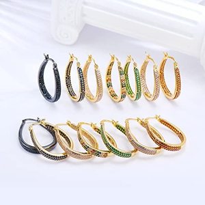 Pendientes de Aro Ovalados de Latón con Baño de Oro de 14K y <span class=keywords><strong>Circonitas</strong></span> Cúbicas <span class=keywords><strong>Multicolor</strong></span>, de Plata Esterlina S925, Modernos y Elegantes, Unisex - Product Image 5