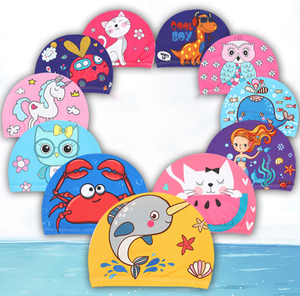 Adorable bonnet de bain pour enfants au design de dessin animé, durable pour les sports nautiques en plein air, motifs d'animaux de haute qualité, bonnet de bain - Product Image 1