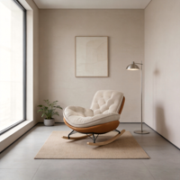 Fauteuil à bascule design nordique moderne, chaise longue confortable et écologique pour chambre, salon, villa, appartement, parc, maison