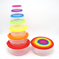 Ensemble de 7 contenants alimentaires ronds en plastique, compatibles micro-ondes, boîte à lunch pour la préparation des repas, kit de boîtes hermétiques pour aliments