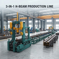 Ligne de production de poutres en H KASRY, machine d'assemblage, de soudage et de redressage 3 en 1 pour la fabrication de structures en acier, machine de ligne de production de poutres