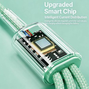AWELL 65W 3-in-1 Fast Charging <b>Cable</b> Braided Transparent USB <b>Cable</b> 1M - Product Image 4