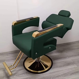 Fauteuil de barbier inclinable en cuir avec pompe hydraulique réglable en hauteur, noir et or, mobilier de <span class=keywords><strong>salon</strong></span> pour hôtels et salons de beauté - Product Image 3