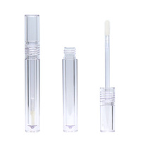 Tubes de gloss à lèvres transparents cosmétiques en gros, contenants doux au toucher rose et bleu Morandi, emballage pastel personnalisé avec logo, PETG