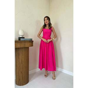 Robe de soirée en lin épais fuchsia en gros - Product Image 4