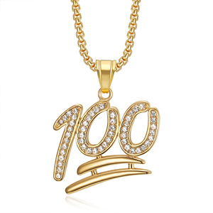 100ฮิปฮอปน้ำแข็งเซอร์โคเนียสำหรับผู้ชายกันน้ำปราศจากการเสื่อมเสียทำจากสแตนเลสสร้อยคอจี้เครื่องประดับแฟชั่นสำหรับผู้ชายขายส่ง - Product Image 4