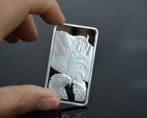 1 Troy Ounce Fijne Zilveren Metalen Medaille Het Vrijheidsbeeld Ontwerp Verzilverde Uitdaging Rechthoek Munt - Product Image 2