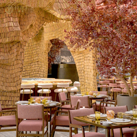 Ensemble de meubles de restaurant, chaise et table, design d'intérieur en 3D personnalisé pour café, écologique, durable, de luxe