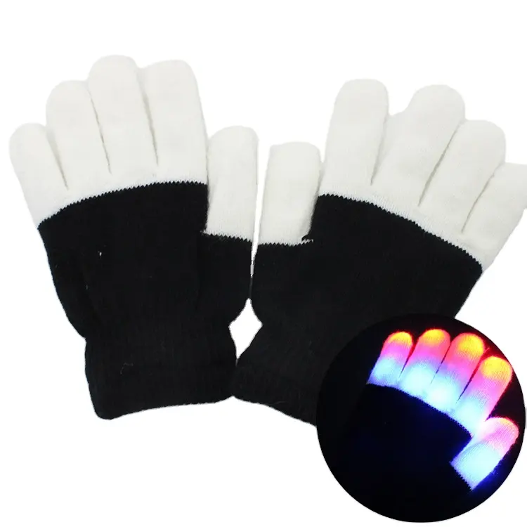 Wholesale Rave Light Flashing Finger Lighting Glow In The Dark Gloves Led Gloves With Customized Logo For Halloween