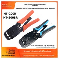 Pince à sertir Ethernet à cliquet HT-2008R pour connecteurs RJ45, multifonction, en acier A3 de qualité industrielle, fabriquée en Chine