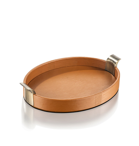 Vassoio Organizer Decorativo in Finta Pelle Argento Ovale di Lusso Personalizzato all'Ingrosso, Stampato/Lucidato, <span class=keywords><strong>per</strong></span> Casa e Hotel DASEN - Product Image 1