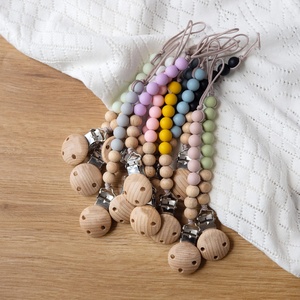 Personalizzazione all'ingrosso per alimenti in Silicone <span class=keywords><strong>porta</strong></span> perline in legno di faggio fatto a mano finte massaggiagengive per bambini - Product Image 3