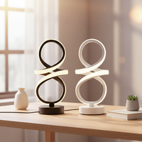 Lampe de table électrique LED RGB spirale de style nordique moderne, télécommande, métallique, à intensité variable en continu, tactile, pour chevet et bureau