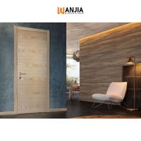 WANJIA Nouveau design américain Maison moderne Panneau de placage en bois massif Porte de chambre en noyer noir Porte intérieure