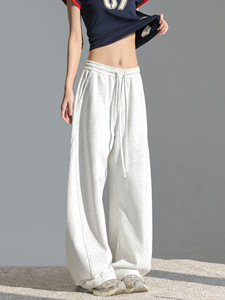 Été 2025 Nouvelle taille haute Loose Pink Vertical Straight Lazy Casual American Style <span class=keywords><strong>Swede</strong></span> Zipper Fly Wide Leg Pants - Product Image 5