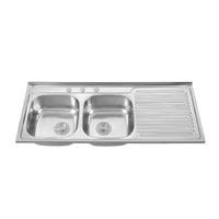 Bon évier de cuisine à double cuvette en acier inoxydable évier de ferme réversible avec égouttoir