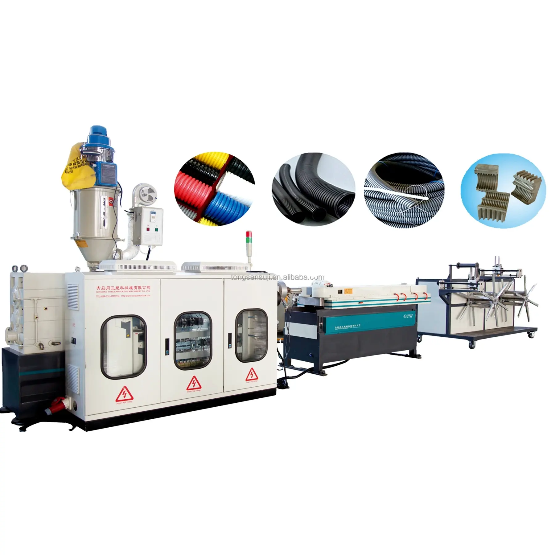 Plastic single wall corrugated pipe extrusion making machines for electric wire sheath