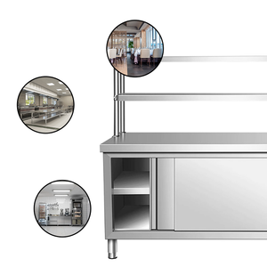 <span class=keywords><strong>Victory</strong></span> Table à portes coulissantes en acier inoxydable à 2 niveaux avec banc Prix d'usine Fournitures pour hôtels et restaurants - Product Image 3