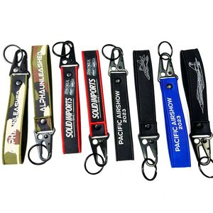 <b>Custom</b> Woven Fabric Short Carabiner Keychain Clip Ring Hook Strap Wrist Lanyard Car Motorcycle <b>Key</b> Chain With Logo - Product Image 3