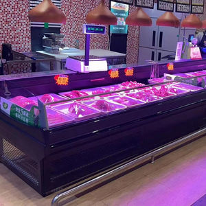 Refrigerador de exhibición de carne fresca de temperatura única para supermercado, cubierta de vidrio <span class=keywords><strong>grande</strong></span>, Control Digital para carnicero, mostradores de mariscos - Product Image 2