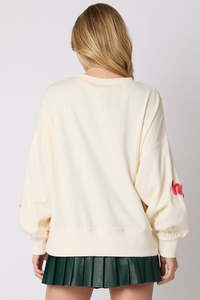 OEM Custom High Quality Women's Oversized <b>Christmas</b> Embroidered <b>Sweatshirt</b> Fashion Sweet Style 100% Cotton Pullover <b>Ladies</b> Shirt - Product Image 5